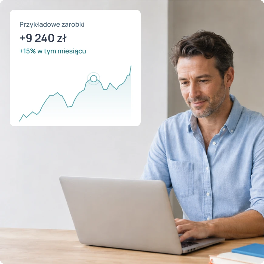 Przykładowe zarobki: +9 240 zł, +15% w tym miesiącu